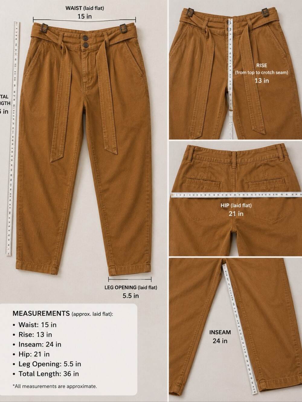 Free People Camel Utility Jogger Pants – Size 6 - Picture 5 of 5